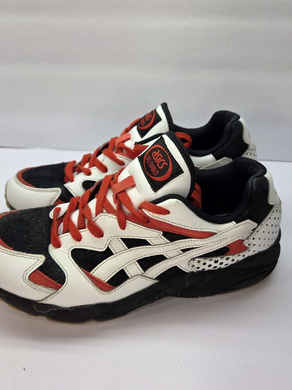 ASICS Gel Diablo Happy Chaos Mens Size 8.5 Black/White/Red Leather
